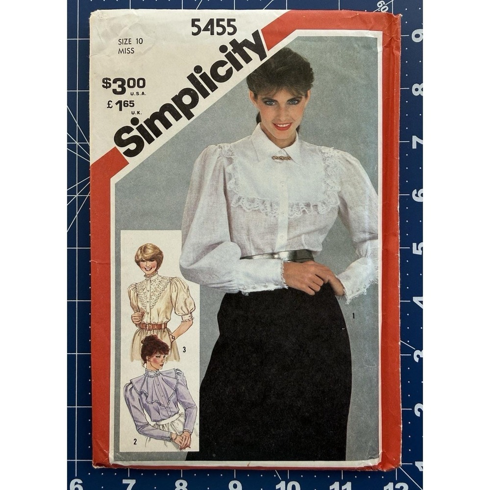 VTG Simplicity Pattern 5455 Ruffled Front Blouse Miss Size 10 UNCUT‎ FF